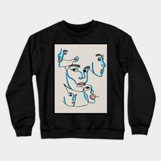 Line faces green and blue Crewneck Sweatshirt